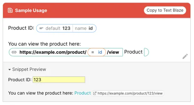 a snippet using dynamic links to create a dynamic product link