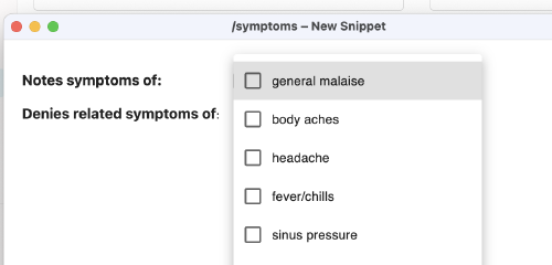 Featured Image for Dynamic List of Symptoms
