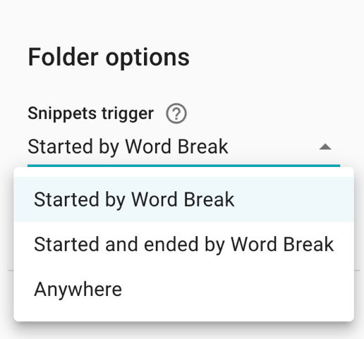 Snippet Trigger Setting